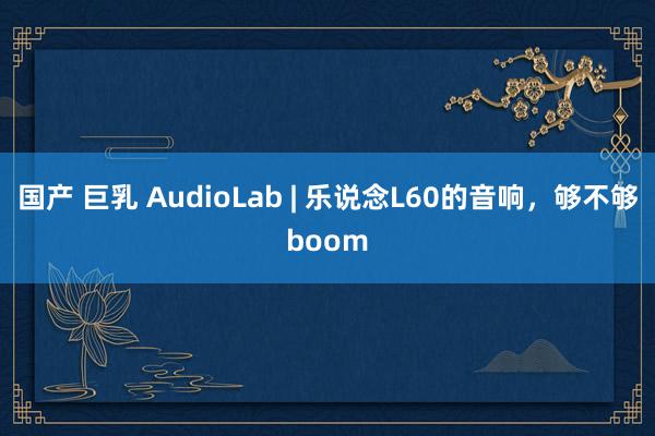 国产 巨乳 AudioLab | 乐说念L60的音响，够不够boom
