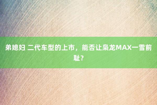 弟媳妇 二代车型的上市，能否让枭龙MAX一雪前耻？