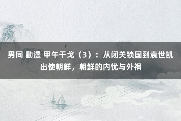 男同 動漫 甲午干戈（3）：从闭关锁国到袁世凯出使朝鲜，朝鲜的内忧与外祸