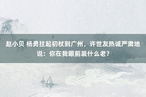 赵小贝 杨勇拄起初杖到广州，许世友热诚严肃地说：你在我眼前装什么老？