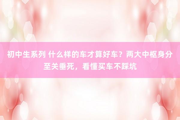 初中生系列 什么样的车才算好车？两大中枢身分至关垂死，看懂买车不踩坑