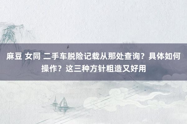 麻豆 女同 二手车脱险记载从那处查询？具体如何操作？这三种方针粗造又好用
