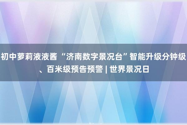 初中萝莉液液酱 “济南数字景况台”智能升级分钟级、百米级预告预警 | 世界景况日