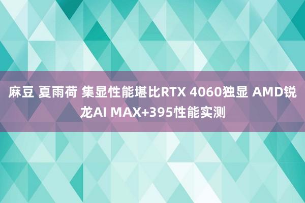 麻豆 夏雨荷 集显性能堪比RTX 4060独显 AMD锐龙AI MAX+395性能实测