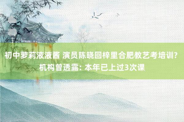 初中萝莉液液酱 演员陈晓回梓里合肥教艺考培训? 机构曾透露: 本年已上过3次课