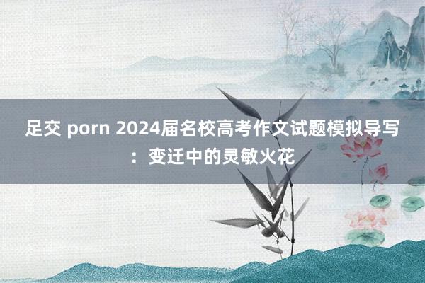 足交 porn 2024届名校高考作文试题模拟导写：变迁中的灵敏火花