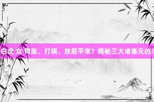 白虎 女 胃胀、打嗝、放屁平常？揭秘三大堵塞元凶！
